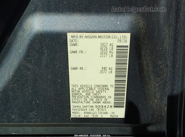 1N4AL3AP7HN309428 2017 NISSAN ALTIMA Gray Widok komory silnika