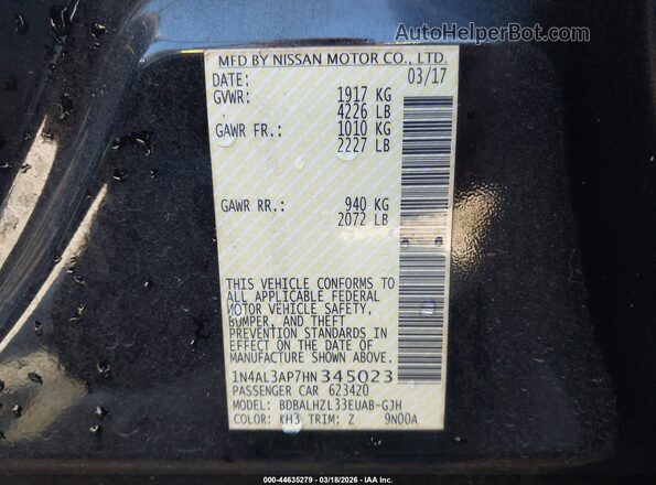 1N4AL3AP7HN345023 2017 NISSAN ALTIMA Black Engine compartment view