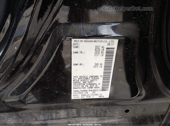 1N4AL3AP8HC940023 2017 NISSAN ALTIMA Black Vista del compartimento del motor