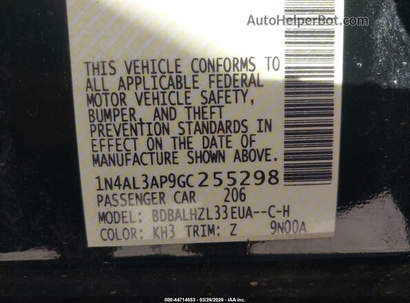 1N4AL3AP9GC255298 2016 NISSAN ALTIMA Black Engine compartment view