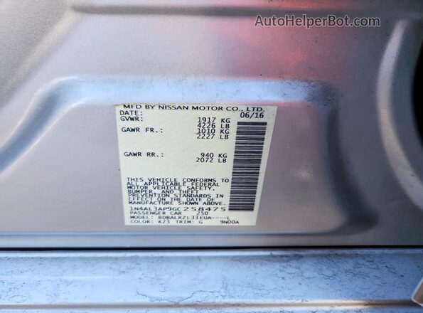 1N4AL3AP9GC258475 2016 NISSAN ALTIMA Серебряный Вид наклейки с VIN-кодом