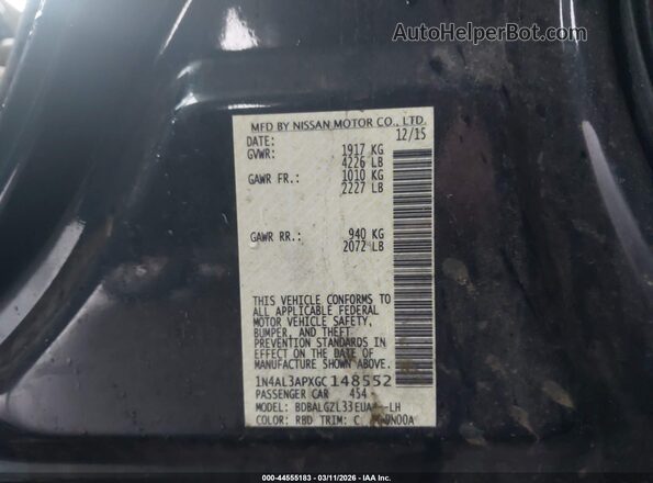 1N4AL3APXGC148552 2016 NISSAN ALTIMA Gray Вид підкапотного простору