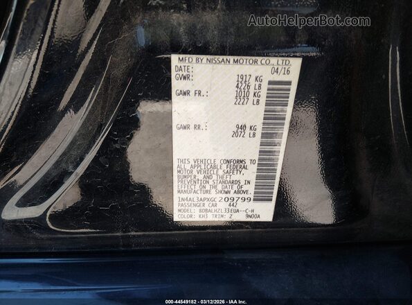 1N4AL3APXGC209799 2016 NISSAN ALTIMA Black ძრავის განყოფილების ხედი