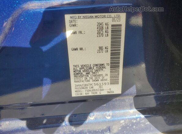 1N4AZ1BV7PC561593 2023 NISSAN LEAF Blue Widok komory silnika