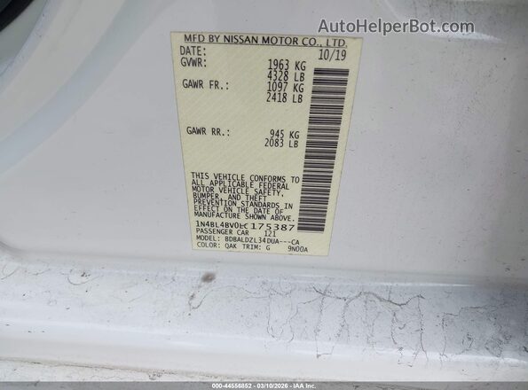 1N4BL4BV0LC175387 2020 NISSAN ALTIMA White 