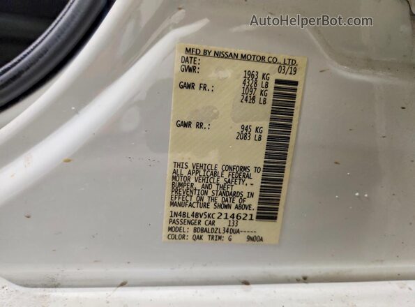 1N4BL4BV5KC214621 2019 NISSAN ALTIMA White 
