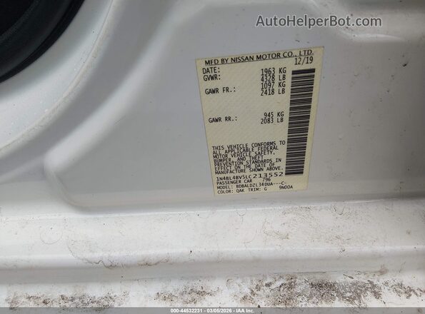 1N4BL4BV5LC213552 2020 NISSAN ALTIMA White Շարժիչի բաժամունքի տեսք