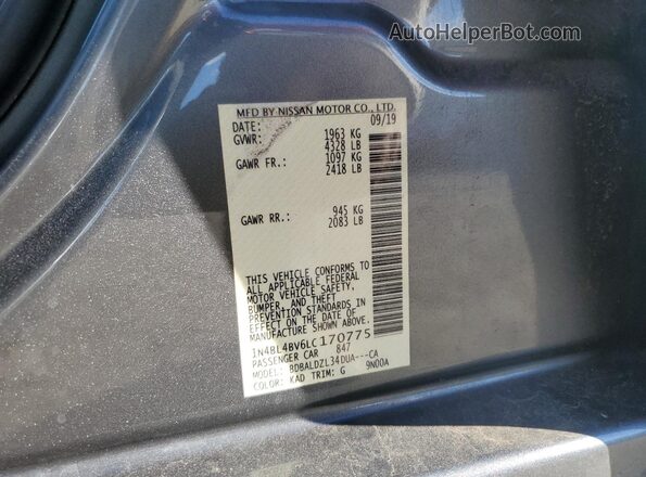1N4BL4BV6LC170775 2020 NISSAN ALTIMA Gray Engine compartment view