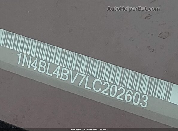 1N4BL4BV7LC202603 2020 NISSAN ALTIMA Gray Engine compartment view