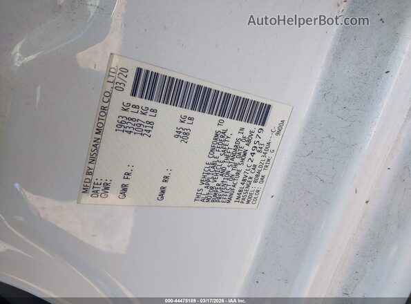 1N4BL4BV7LC249579 2020 NISSAN ALTIMA White 