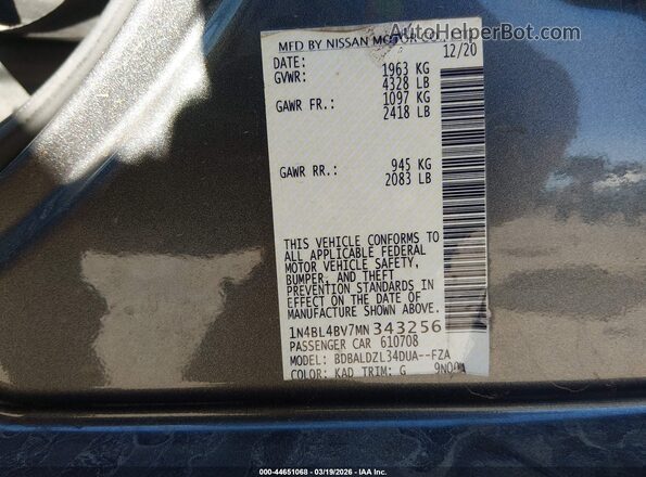 1N4BL4BV7MN343256 2021 NISSAN ALTIMA Silver 