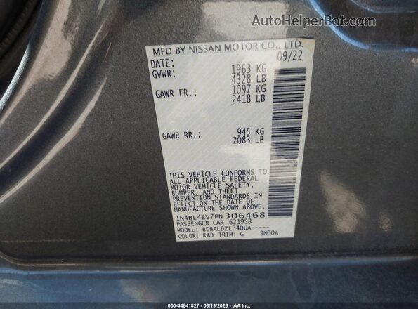 1N4BL4BV7PN306468 2023 NISSAN ALTIMA Gray Vista del compartimento del motor