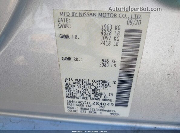 1N4BL4CV1LC284049 2020 NISSAN ALTIMA Silver 
