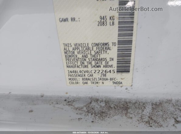 1N4BL4CV4LC222645 2020 NISSAN ALTIMA Белый Вид подкапотного пространства