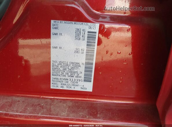 1N4BL4CV6RN313395 2024 NISSAN ALTIMA Red Widok komory silnika