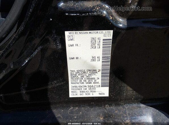 1N4BL4DV2PN366218 2023 NISSAN ALTIMA Black Вид підкапотного простору