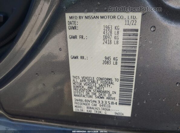 1N4BL4DV5PN333584 2023 NISSAN ALTIMA Gray 