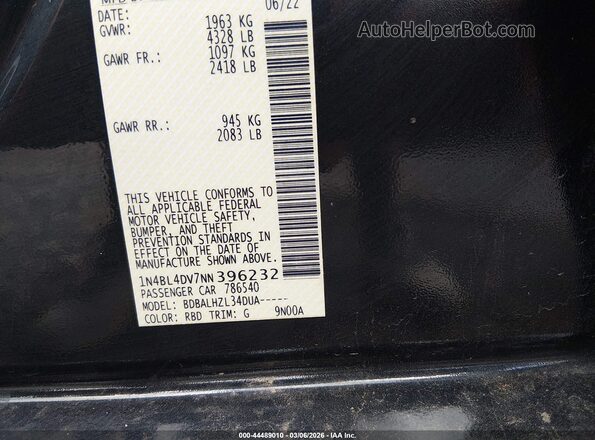 1N4BL4DV7NN396232 2022 NISSAN ALTIMA Gray ძრავის განყოფილების ხედი