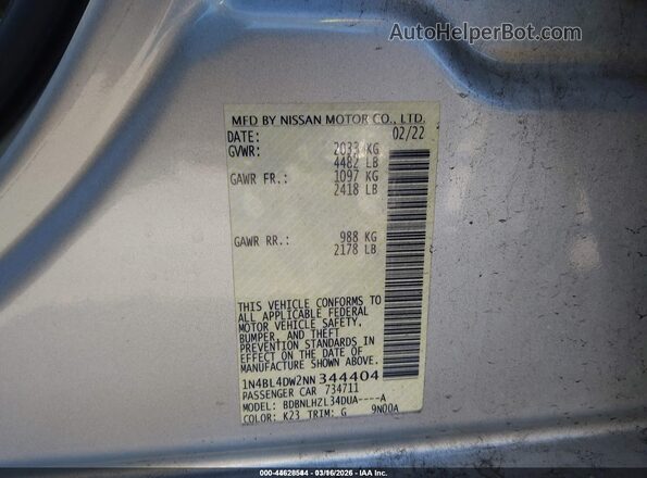 1N4BL4DW2NN344404 2022 NISSAN ALTIMA Silver Vista del compartimento del motor