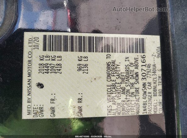 1N4BL4DW5MN307166 2021 NISSAN ALTIMA Gray Вид підкапотного простору