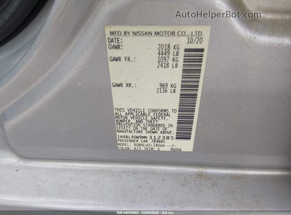 1N4BL4DW9MN312385 2021 NISSAN ALTIMA Silver 