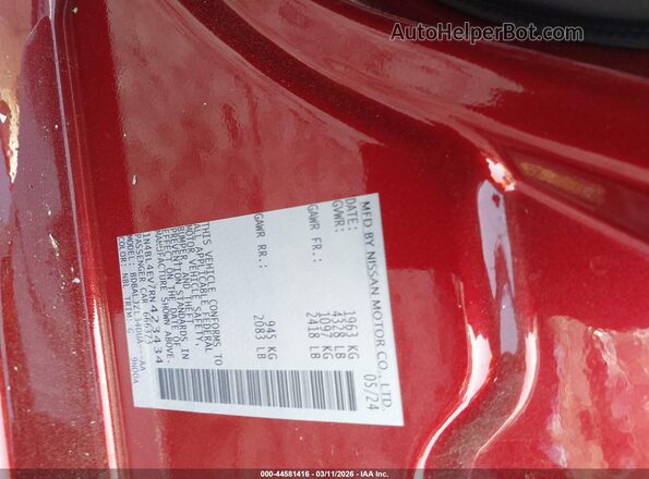 1N4BL4EV7RN423434 2024 NISSAN ALTIMA Red ძრავის განყოფილების ხედი