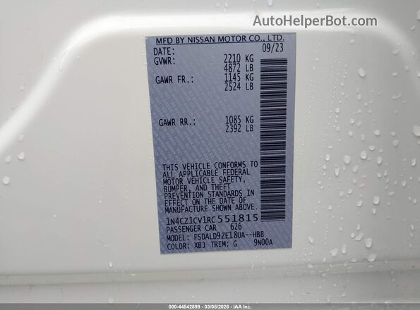 1N4CZ1CV1RC551815 2024 NISSAN LEAF White Вид підкапотного простору