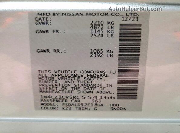 1N4CZ1CV5RC554166 2024 NISSAN LEAF Silver 