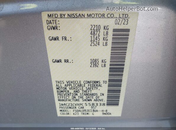 1N4CZ1CVXPC558338 2023 NISSAN LEAF Silver Engine compartment view