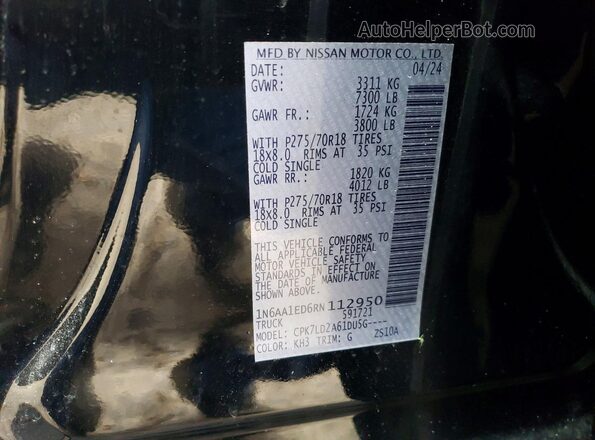 1N6AA1ED6RN112950 2024 NISSAN TITAN Black Շարժիչի բաժամունքի տեսք