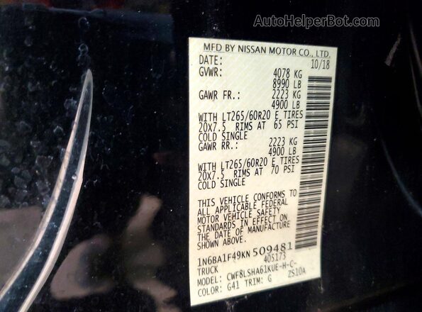 1N6BA1F49KN509481 2019 NISSAN TITAN Black 