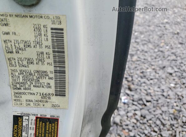 1N6BD0CT9KN716689 2019 NISSAN FRONTIER White 