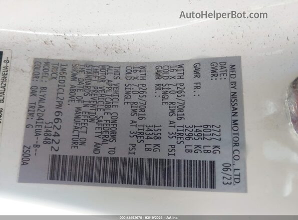 1N6ED1CL2PN662422 2023 NISSAN FRONTIER White 