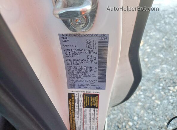 1N6ED1CLXSN625577 2025 NISSAN FRONTIER White 