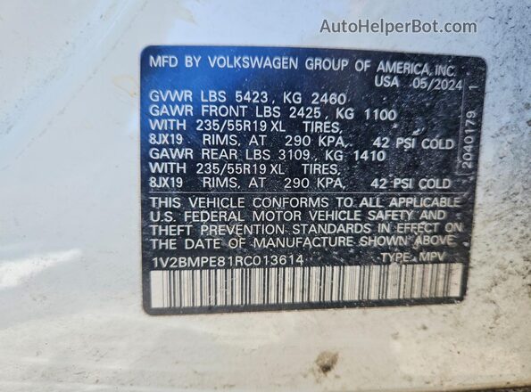 1V2BMPE81RC013614 2024 VOLKSWAGEN ID.4 White Widok wnętrza 360 stopni