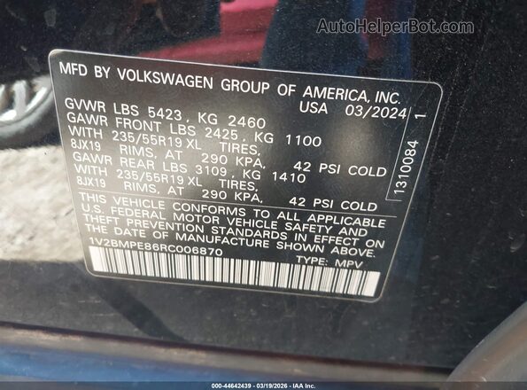 1V2BMPE86RC006870 2024 VOLKSWAGEN ID.4 Black Vista del compartimento del motor