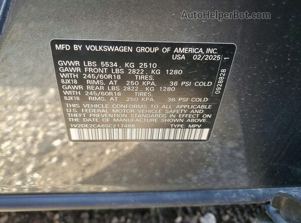 1V2DE2CA6SC217488 2025 VOLKSWAGEN ATLAS Gray Widok komory silnika
