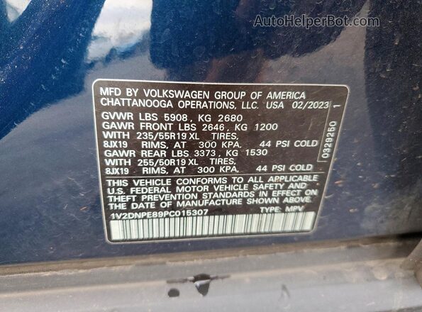 1V2DNPE89PC015307 2023 VOLKSWAGEN ID.4 Blue VIN sticker view