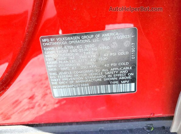 1V2FMPE86PC013686 2023 VOLKSWAGEN ID.4 Red Widok wnętrza 360 stopni