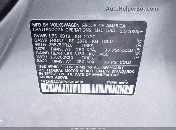 1V2HR2CA0PC533899 2023 VOLKSWAGEN ATLAS Silver 