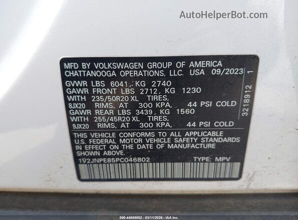 1V2JNPE85PC046802 2023 VOLKSWAGEN ID.4 White Widok komory silnika