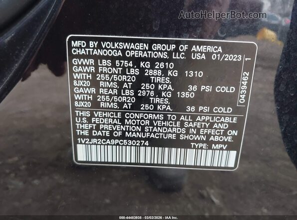 1V2JR2CA9PC530274 2023 VOLKSWAGEN ATLAS Black ძრავის განყოფილების ხედი