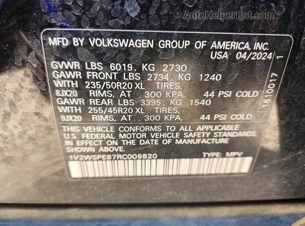 1V2WSPE87RC009820 2024 VOLKSWAGEN ID.4 Black VIN კოდის სტიკერის ხედი