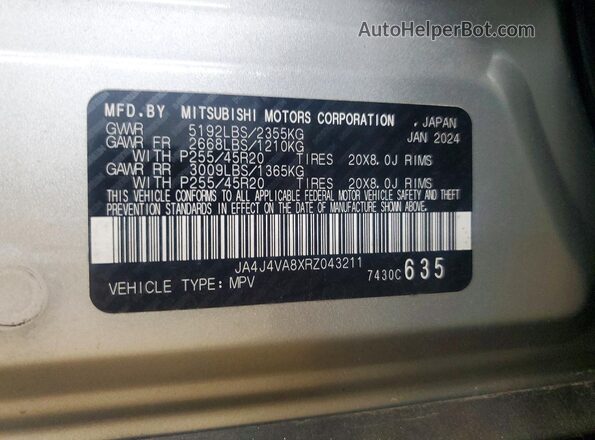 JA4J4VA8XRZ043211 2024 MITSUBISHI OUTLANDER Серый 