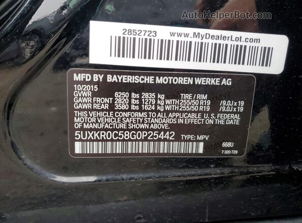 5UXKR0C58G0P25442 2016 BMW X5 Black 