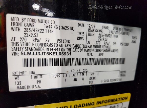 5LMJJ3JT5KEL06931 2019 LINCOLN NAVIGATOR Black Widok wnętrza 360 stopni