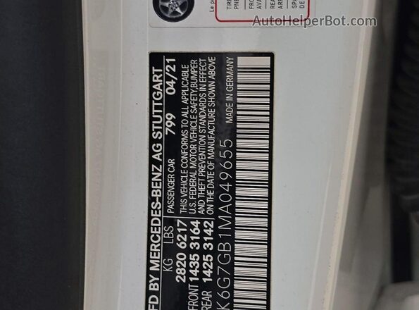 W1K6G7GB1MA049655 2021 MERCEDES-BENZ S White Rear interior view