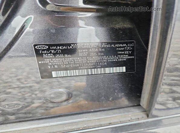 5NPEH4J23MH123404 2021 HYUNDAI SONATA Черный 