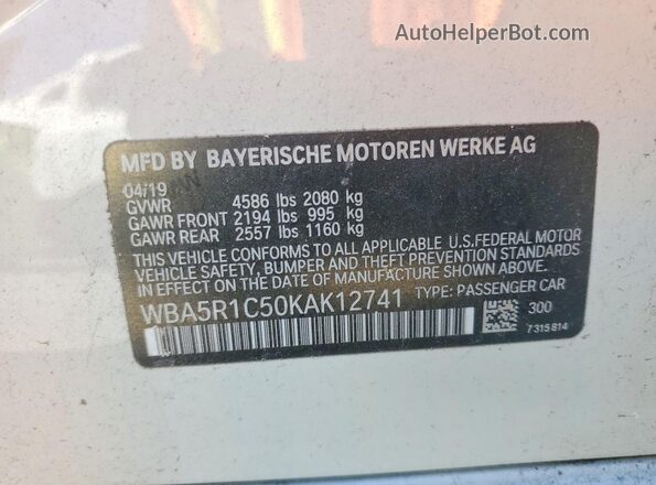 WBA5R1C50KAK12741 2019 BMW 7 SERIES White 