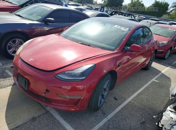 5YJ3E1EA7NF288906 2022 TESLA MODEL 3 Красный Задняя левая четверть